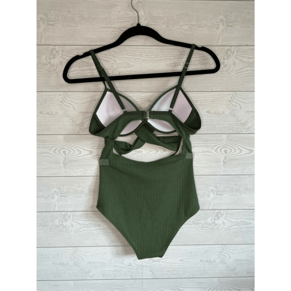 Cut out Wrap army green one piece swimsuit Size Small - Picture 6 of 8